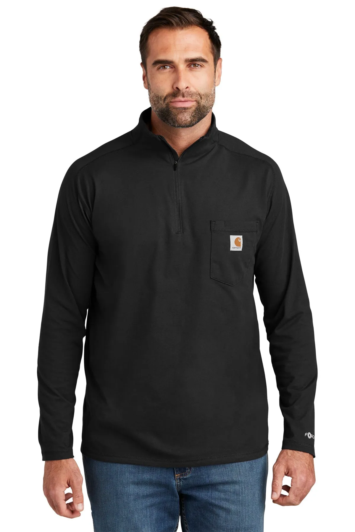 Carhartt Force Lightweight Customized Quarter Zips, Black