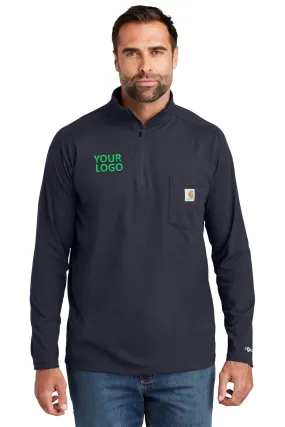Carhartt Force Lightweight Customized Quarter Zips, Navy