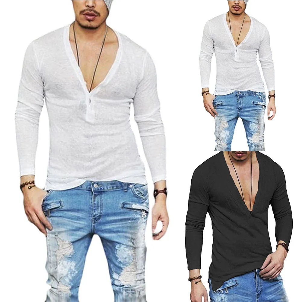 Casual Fashion Pullover Breathable V-neck Long-sleeved Shirt