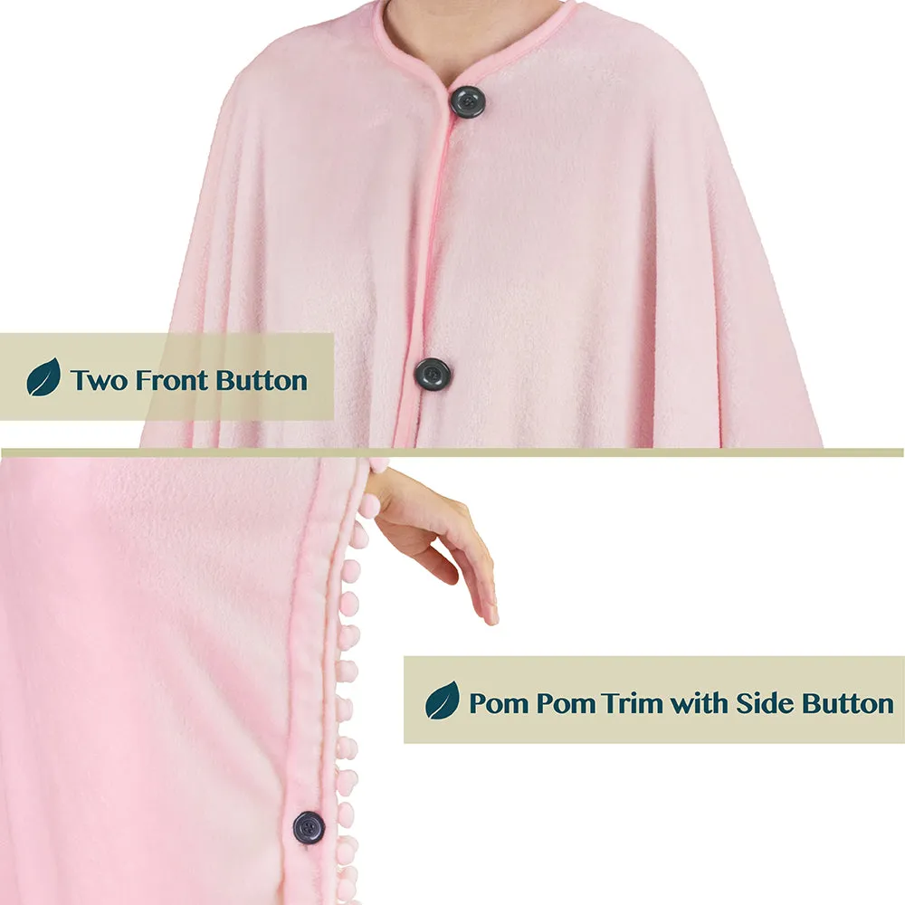 Classic Pom Pom Fringe Poncho Blanket