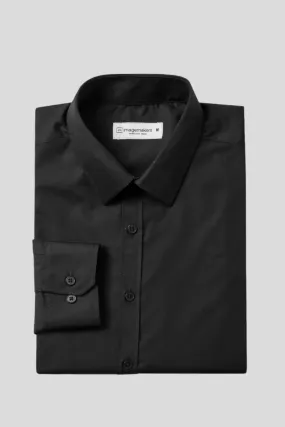 Dean regular fit cotton shirt - black