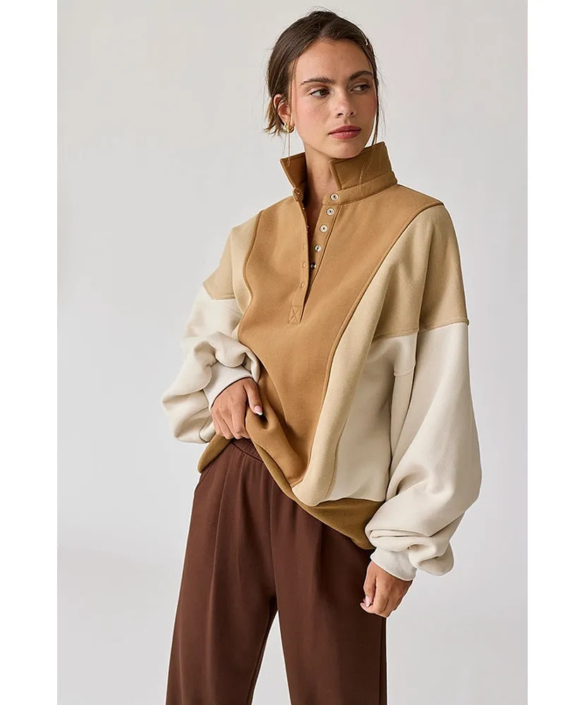 Emma Oversized Washed Colorblock Sweatshirt