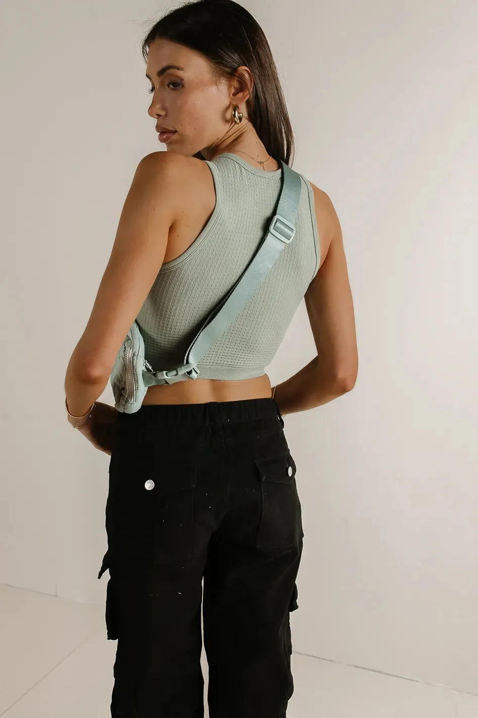 Ines Waffle Knit Tank in Sage - FINAL SALE