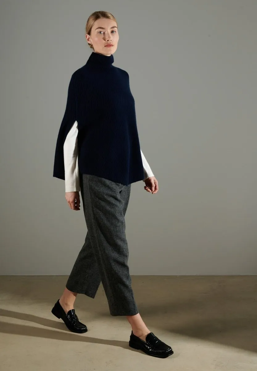 Poncho cachemire 4 fils bleu marine femme - NAMI 10