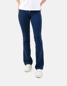 Sissy Boy High Waist Bootleg Zip Knit Denim Jeans Indigo