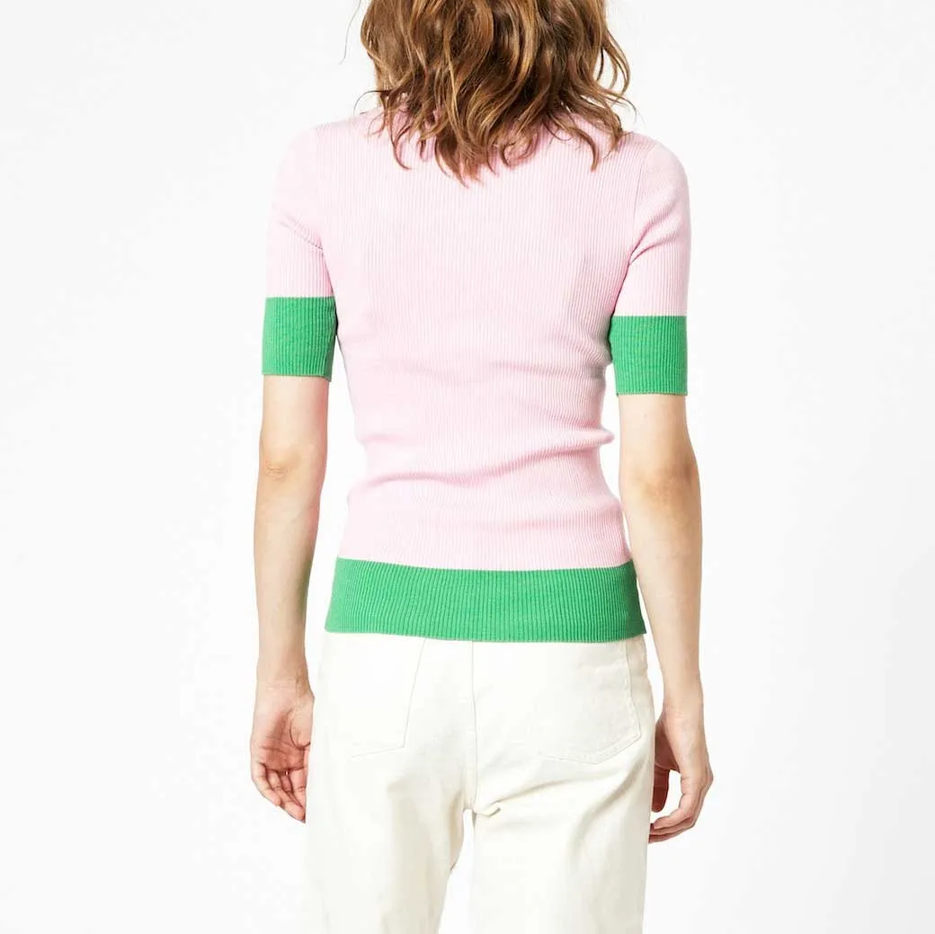 Storm & Marie Nap Top – Pink Mist/Green Stripe