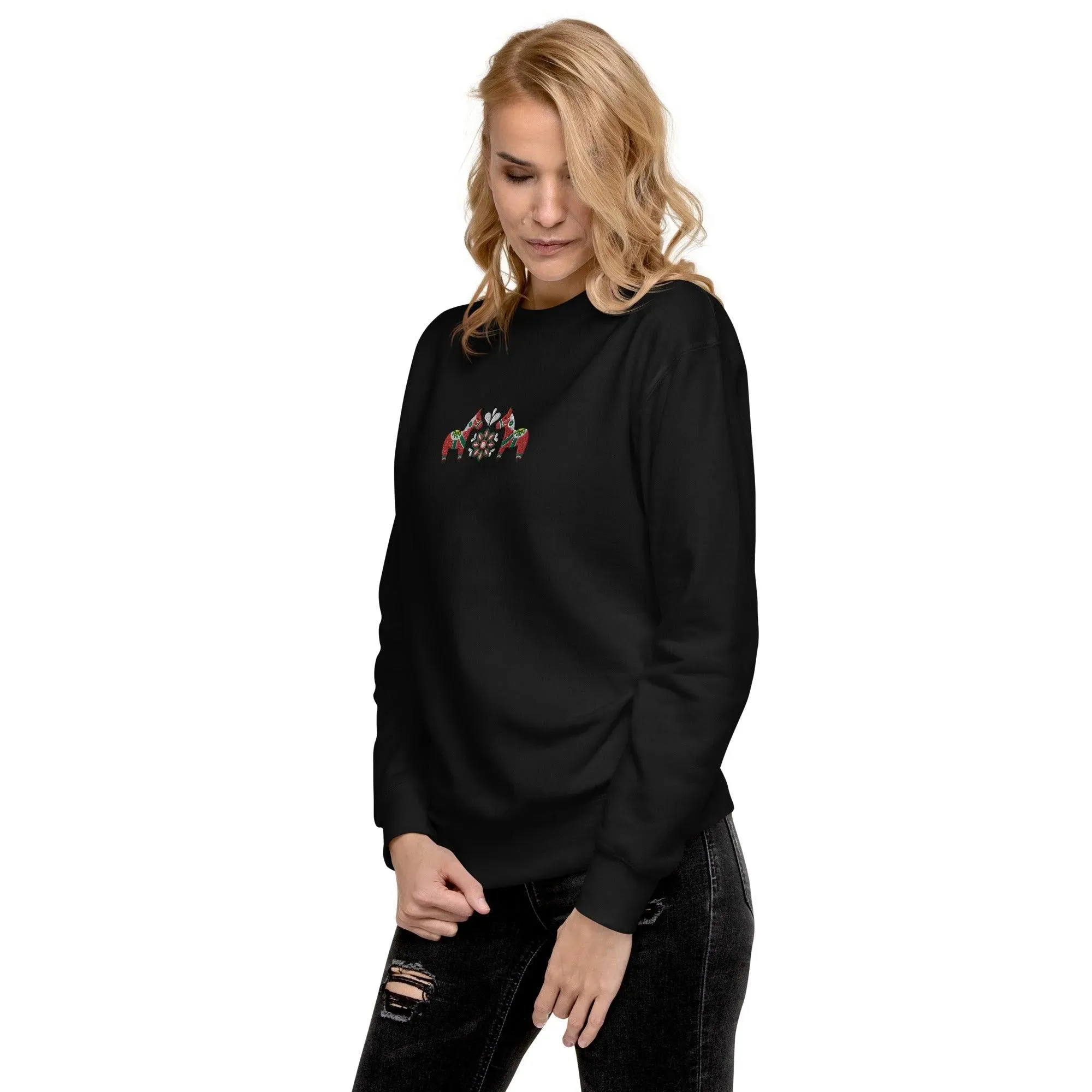 Swedish Red Dala Horse Sweatshirt - Embroidered