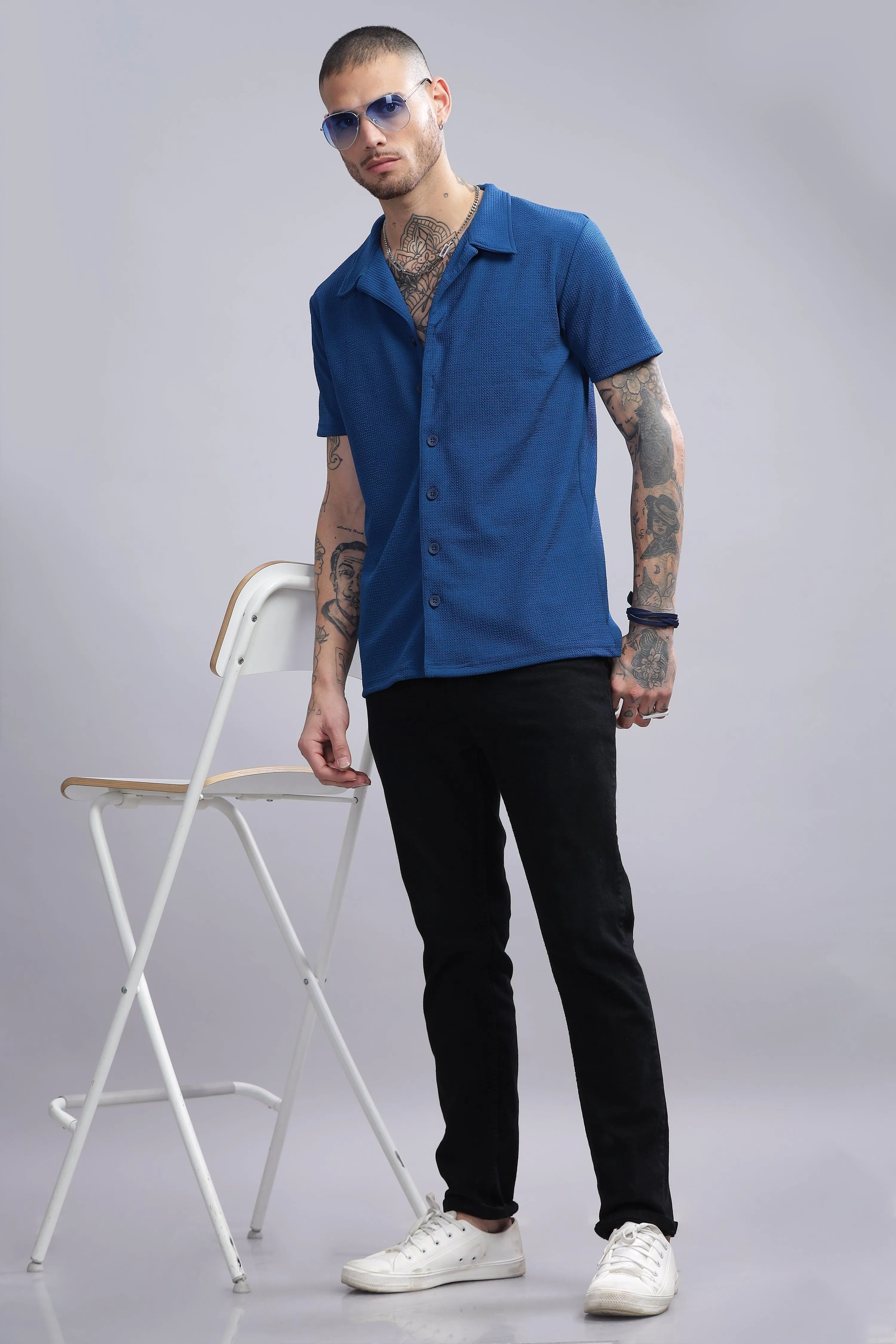Urban Combat Mens Half Sleeve Cuban Collar Shirt