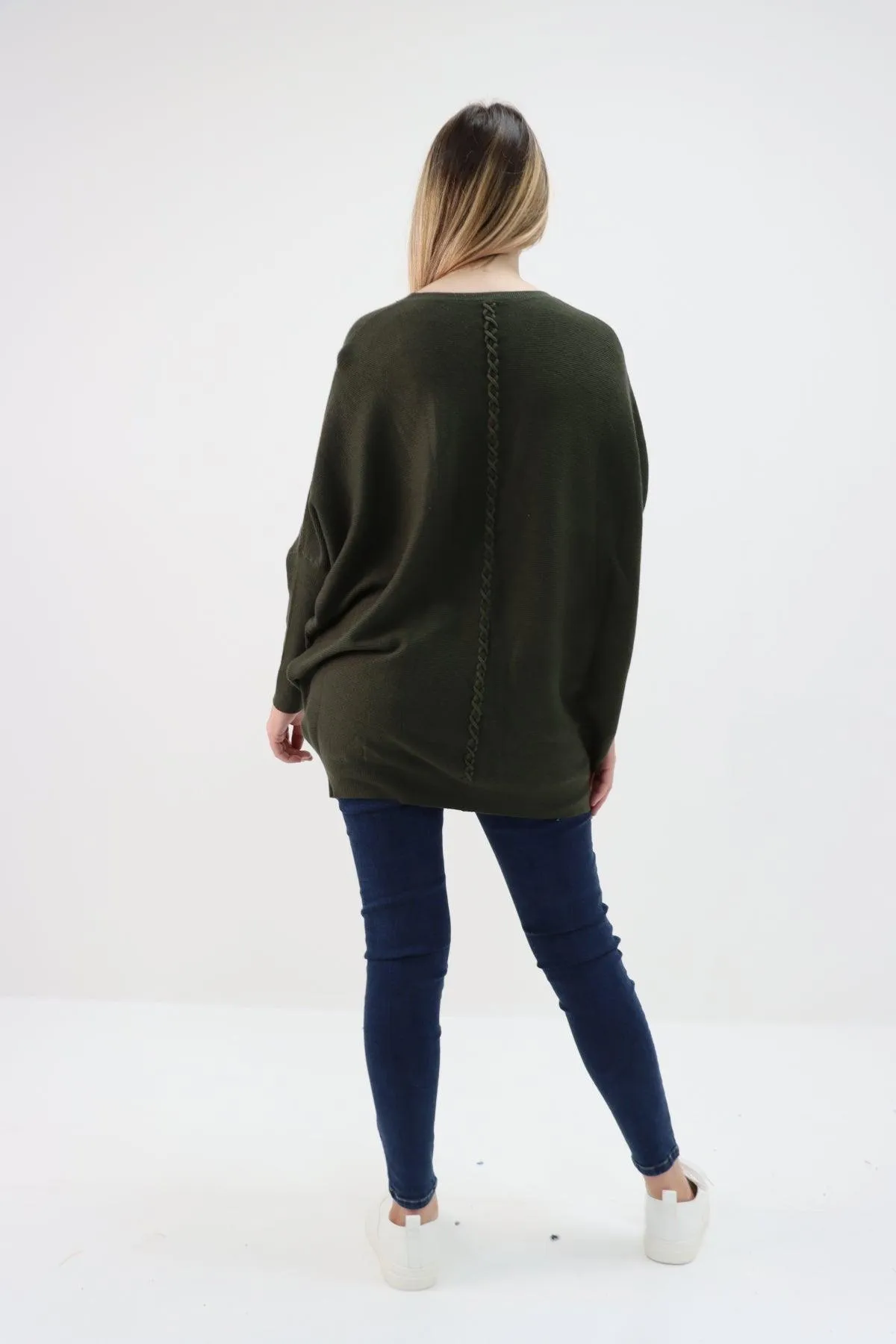 Womens Plaited Back Ladies Knitted Jumper Top